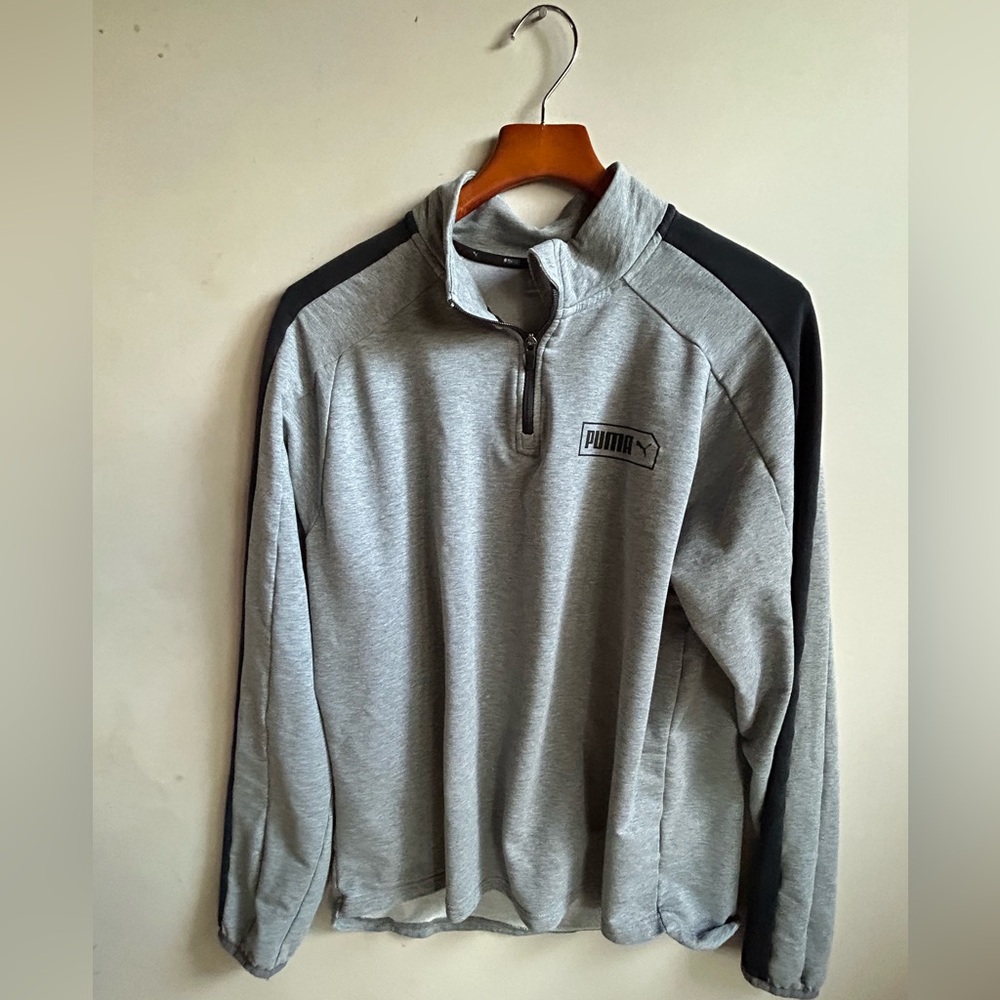 Puma Gray and Black Quarter-Zip Top